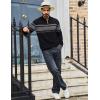 imageTACVASEN Mens Quarter Zip Sweaters Cotton Pullover Sweater Striped Casual Fall Winter Warm Pullover SweatshirtsBlack Grey