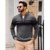 imageTACVASEN Mens Quarter Zip Sweaters Cotton Pullover Sweater Striped Casual Fall Winter Warm Pullover SweatshirtsDark Grey