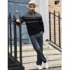 imageTACVASEN Mens Quarter Zip Sweaters Cotton Pullover Sweater Striped Casual Fall Winter Warm Pullover SweatshirtsDark Grey Black