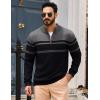imageTACVASEN Mens Quarter Zip Sweaters Cotton Pullover Sweater Striped Casual Fall Winter Warm Pullover SweatshirtsDark Grey Black