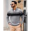 imageTACVASEN Mens Quarter Zip Sweaters Cotton Pullover Sweater Striped Casual Fall Winter Warm Pullover SweatshirtsLight Grey