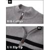 imageTACVASEN Mens Quarter Zip Sweaters Cotton Pullover Sweater Striped Casual Fall Winter Warm Pullover SweatshirtsLight Grey