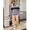 imageTACVASEN Mens Quarter Zip Sweaters Cotton Pullover Sweater Striped Casual Fall Winter Warm Pullover SweatshirtsLight Grey