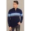 imageTACVASEN Mens Quarter Zip Sweaters Cotton Pullover Sweater Striped Casual Fall Winter Warm Pullover SweatshirtsNavy Lack Blue