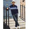 imageTACVASEN Mens Quarter Zip Sweaters Cotton Pullover Sweater Striped Casual Fall Winter Warm Pullover SweatshirtsNavy Lack Blue