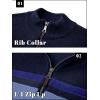 imageTACVASEN Mens Quarter Zip Sweaters Cotton Pullover Sweater Striped Casual Fall Winter Warm Pullover SweatshirtsNavy Lack Blue