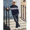 imageTACVASEN Mens Quarter Zip Sweaters Cotton Pullover Sweater Striped Casual Fall Winter Warm Pullover SweatshirtsNavy Light Grey