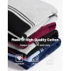 imageTACVASEN Mens Quarter Zip Sweaters Cotton Pullover Sweater Striped Casual Fall Winter Warm Pullover SweatshirtsNavy Light Grey