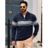 imageTACVASEN Mens Quarter Zip Sweaters Cotton Pullover Sweater Striped Casual Fall Winter Warm Pullover SweatshirtsNavy Light Grey