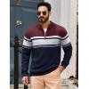 imageTACVASEN Mens Quarter Zip Sweaters Cotton Pullover Sweater Striped Casual Fall Winter Warm Pullover SweatshirtsNavy Wine Red