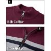 imageTACVASEN Mens Quarter Zip Sweaters Cotton Pullover Sweater Striped Casual Fall Winter Warm Pullover SweatshirtsNavy Wine Red