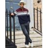 imageTACVASEN Mens Quarter Zip Sweaters Cotton Pullover Sweater Striped Casual Fall Winter Warm Pullover SweatshirtsNavy Wine Red