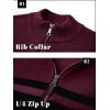 imageTACVASEN Mens Quarter Zip Sweaters Cotton Pullover Sweater Striped Casual Fall Winter Warm Pullover SweatshirtsWine Red