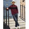 imageTACVASEN Mens Quarter Zip Sweaters Cotton Pullover Sweater Striped Casual Fall Winter Warm Pullover SweatshirtsWine Red
