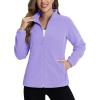 imageTACVASEN Womens Soft Fleece Jacket Lightweight Full Zip Sweatshirts Coat Casual Winter Warm Sweaters with PocketsLight Purpl