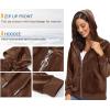 imageTACVASEN Womens Velour Jacket with Hood Long Sleeve Soft Fleece Hooded Full ZipCoffee