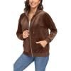 imageTACVASEN Womens Velour Jacket with Hood Long Sleeve Soft Fleece Hooded Full ZipCoffee