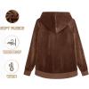 imageTACVASEN Womens Velour Jacket with Hood Long Sleeve Soft Fleece Hooded Full ZipCoffee