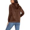 imageTACVASEN Womens Velour Jacket with Hood Long Sleeve Soft Fleece Hooded Full ZipCoffee