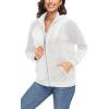 imageTACVASEN Womens Velour Jacket with Hood Long Sleeve Soft Fleece Hooded Full ZipCream White