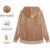 imageTACVASEN Womens Velour Jacket with Hood Long Sleeve Soft Fleece Hooded Full ZipLight Brown