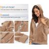 imageTACVASEN Womens Velour Jacket with Hood Long Sleeve Soft Fleece Hooded Full ZipLight Brown