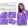 imageTACVASEN Womens Velour Jacket with Hood Long Sleeve Soft Fleece Hooded Full ZipLight Purple