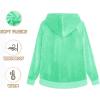 imageTACVASEN Womens Velour Jacket with Hood Long Sleeve Soft Fleece Hooded Full ZipMint Green