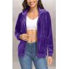 imageTACVASEN Womens Velour Jacket with Hood Long Sleeve Soft Fleece Hooded Full ZipPurple