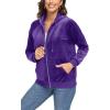 imageTACVASEN Womens Velour Jacket with Hood Long Sleeve Soft Fleece Hooded Full ZipPurple