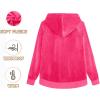 imageTACVASEN Womens Velour Jacket with Hood Long Sleeve Soft Fleece Hooded Full ZipRose Red