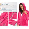 imageTACVASEN Womens Velour Jacket with Hood Long Sleeve Soft Fleece Hooded Full ZipRose Red
