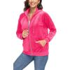 imageTACVASEN Womens Velour Jacket with Hood Long Sleeve Soft Fleece Hooded Full ZipRose Red
