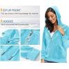 imageTACVASEN Womens Velour Jacket with Hood Long Sleeve Soft Fleece Hooded Full ZipWater Blue
