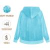 imageTACVASEN Womens Velour Jacket with Hood Long Sleeve Soft Fleece Hooded Full ZipWater Blue