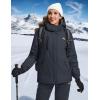 imageTACVASEN Womens Waterproof Winter Jacket Ski Hooded Insulated Jacket Fleece Warm Snow Outdoor Rain WindbreakerCarbon Grey