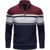 imageTACVASEN Mens Quarter Zip Sweaters Cotton Pullover Sweater Striped Casual Fall Winter Warm Pullover SweatshirtsNavy Wine Red