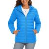 imageTACVASEN Womens Lightweight Puffer Jacket with Hood Pockets Quilted Padded Fullzip WaterResistant Winter CoatAzure Blue