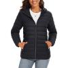 imageTACVASEN Womens Lightweight Puffer Jacket with Hood Pockets Quilted Padded Fullzip WaterResistant Winter CoatBlack