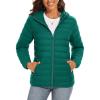 imageTACVASEN Womens Lightweight Puffer Jacket with Hood Pockets Quilted Padded Fullzip WaterResistant Winter CoatEmerald Green