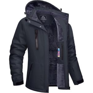 imageTACVASEN Womens Waterproof Winter Jacket Ski Hooded Insulated Jacket Fleece Warm Snow Outdoor Rain WindbreakerCarbon Grey