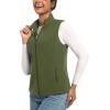 imageTACVASEN Womens Fleece Vest Lightweight Warm Vests Outerwear Sleeveless Zip Jacket Fall Winter Soft Vest with PocketsArmygreen