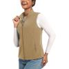 imageTACVASEN Womens Fleece Vest Lightweight Warm Vests Outerwear Sleeveless Zip Jacket Fall Winter Soft Vest with PocketsKhaki