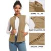imageTACVASEN Womens Fleece Vest Lightweight Warm Vests Outerwear Sleeveless Zip Jacket Fall Winter Soft Vest with PocketsKhaki
