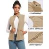imageTACVASEN Womens Fleece Vest Lightweight Warm Vests Outerwear Sleeveless Zip Jacket Fall Winter Soft Vest with PocketsLightkhaki