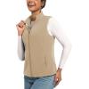 imageTACVASEN Womens Fleece Vest Lightweight Warm Vests Outerwear Sleeveless Zip Jacket Fall Winter Soft Vest with PocketsLightkhaki