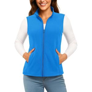 imageTACVASEN Womens Fleece Vest Lightweight Warm Vests Outerwear Sleeveless Zip Jacket Fall Winter Soft Vest with PocketsAzure