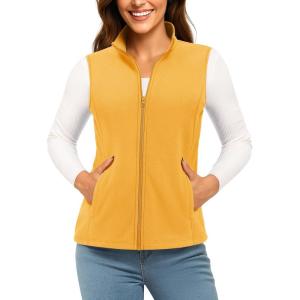 imageTACVASEN Womens Fleece Vest Lightweight Warm Vests Outerwear Sleeveless Zip Jacket Fall Winter Soft Vest with PocketsGinger