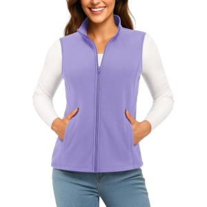 imageTACVASEN Womens Fleece Vest Lightweight Warm Vests Outerwear Sleeveless Zip Jacket Fall Winter Soft Vest with PocketsLtpurple