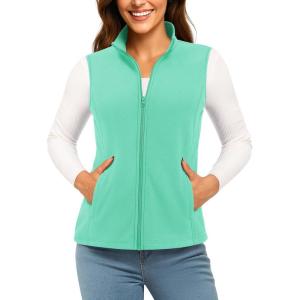 imageTACVASEN Womens Fleece Vest Lightweight Warm Vests Outerwear Sleeveless Zip Jacket Fall Winter Soft Vest with PocketsMintgreen